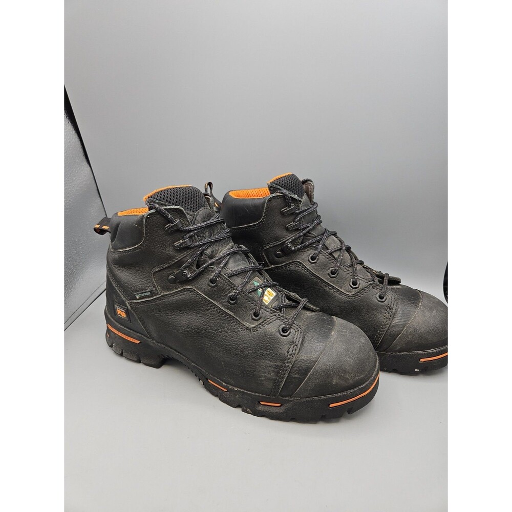 Timberland Pro Composite Toe Work Boots For Men size 10M Blwck Orange